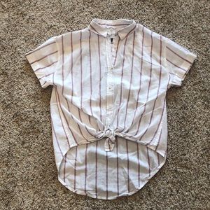 Button down white with red stripe blouse